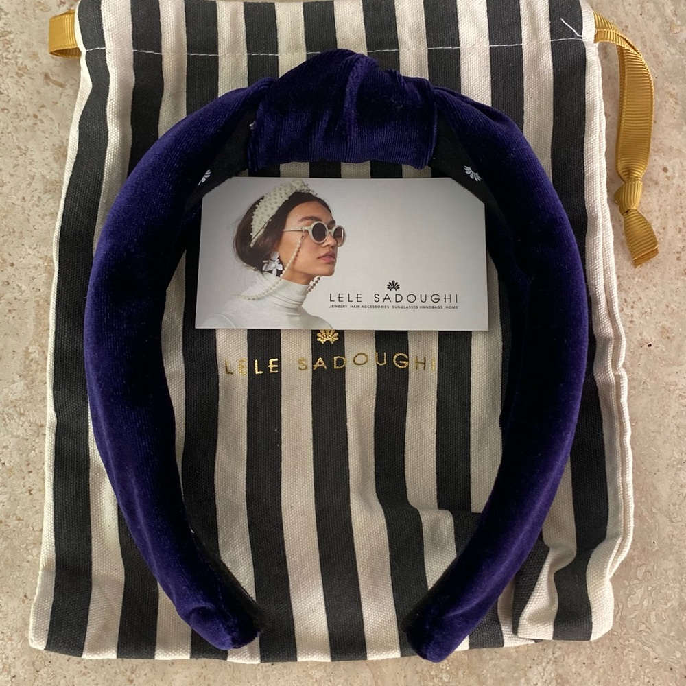 Gently used Lele Sadoughi Royal Amethyst velvet knotted headband